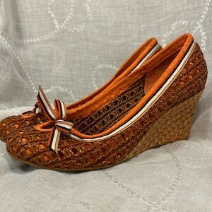 Poetic License London woven leather wedge shoe